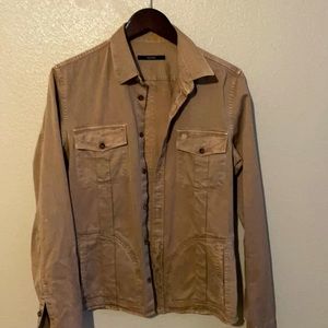 GUCCI Khaki safari inspired deconstructed jacket.